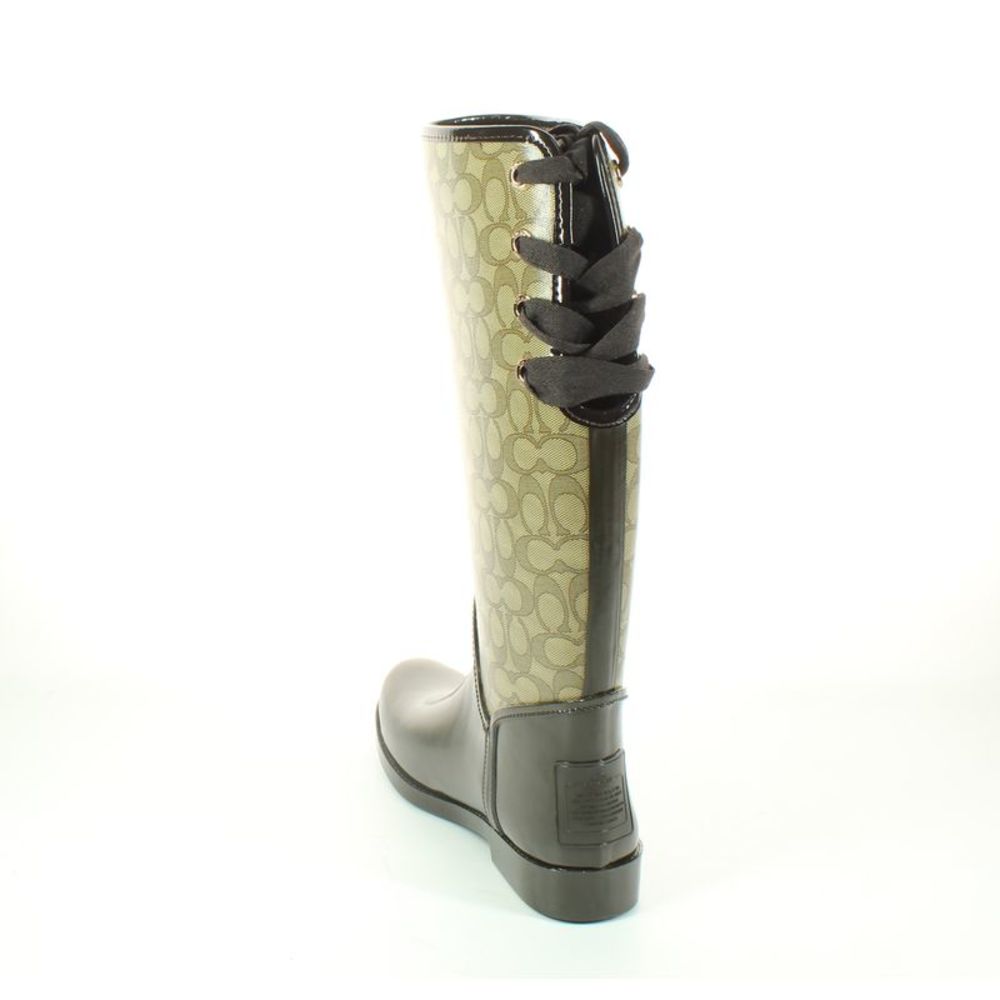Coach Womens Khaki/Chestnut Rainboots Size 11 Medium (B, M)! - Picture 3 of 4